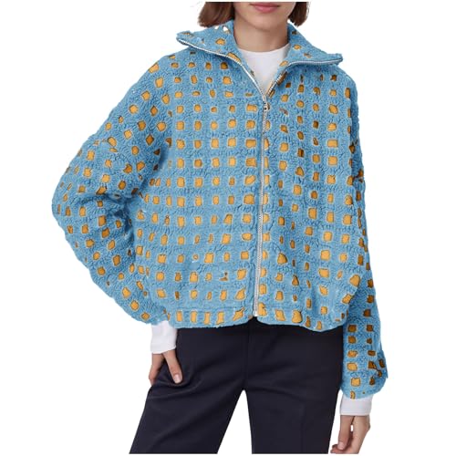 Veste polaire à carreaux femme chaude isolation thermique et zip intégral