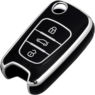 غطاء حماية لمفتاح السيارة – متوافق مع كيا سول 2010-2013، ريو، سبورتاج 2012-2014، تصميم مناسب للمفاتيح القابلة للطي، باللون الأسود.