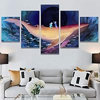 SIGNWIN 5 Panel Canvas Wall Art Modern Art Decorative Elements Fun Illustration Illustrations Kids Multicolor for Home Decorations Ready to Hang - 60
