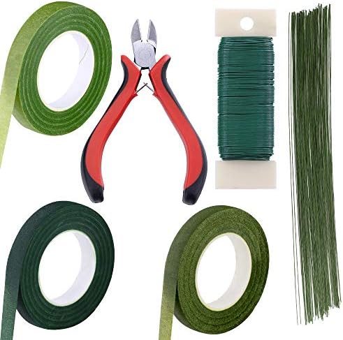 Supla Floral Arrangement Kit Floral Tools Wire Cutter Stem Wire Floral Wire 26 Gauge and 22 Gauge Wire Green Floral Tapes for Bouquet Stem Wrap Florist