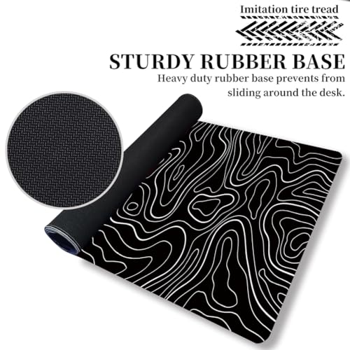 HGWALP Black Topographic Large Gaming Mouse Pad Extended XXL Mouse Mat Long Desk Pad