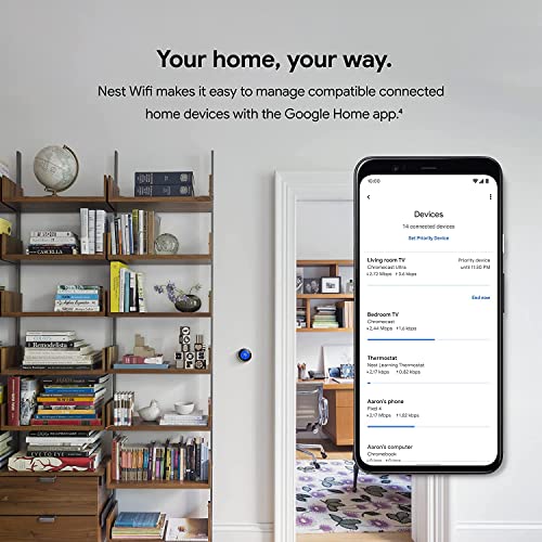 Image of Nest WiFi Router and 2 Points - WiFi Extender with Smart Speaker - Works with Google WiFi (3 Pack) White