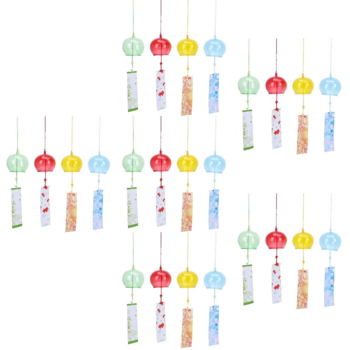 24 Pezzi Campane Vento Estive in Vetro Colorato Stile Giapponese, Decorazione Creativa per Balcone e Giardino, Campanelli Eolici Delicati per Vacanze Estive