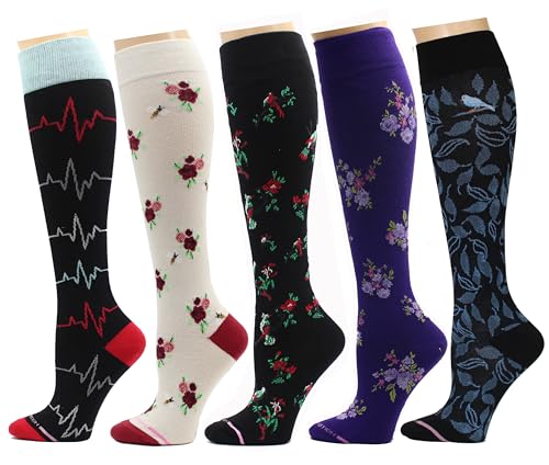 Image of Dr. Motion Compression Socks For Men & Women BEST Graduated Athletic Fit For Walking, Hiking, Running, Nurses 5 Pairs
