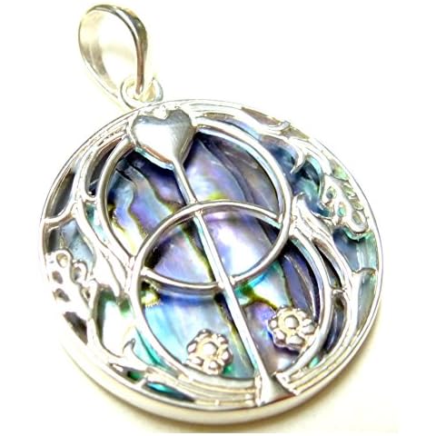 Colgante de plata de ley con concha Abalone y diseño de Avalon Cover