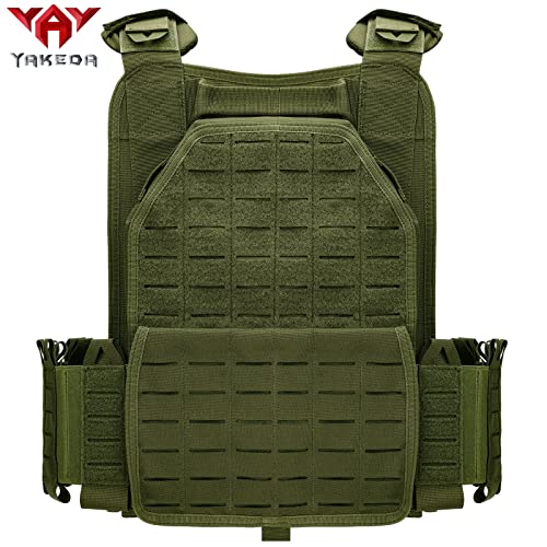 Vav Yakeda Tactical Vest For Men Military 1000D Nylon Quick Release Laser-Cutting Modular Vest Multicam Lightweight Vest (Army Green) #TOP1