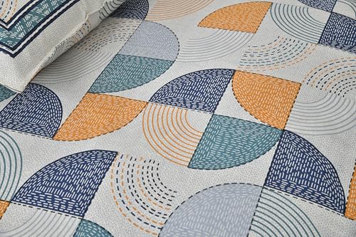 Image of Decor King Size Cotton Bedsheet | 300 TC | 100% Cotton Flatsheet King Size with Two Pillow Covers | (254 * 274 cm, Teal Blue)