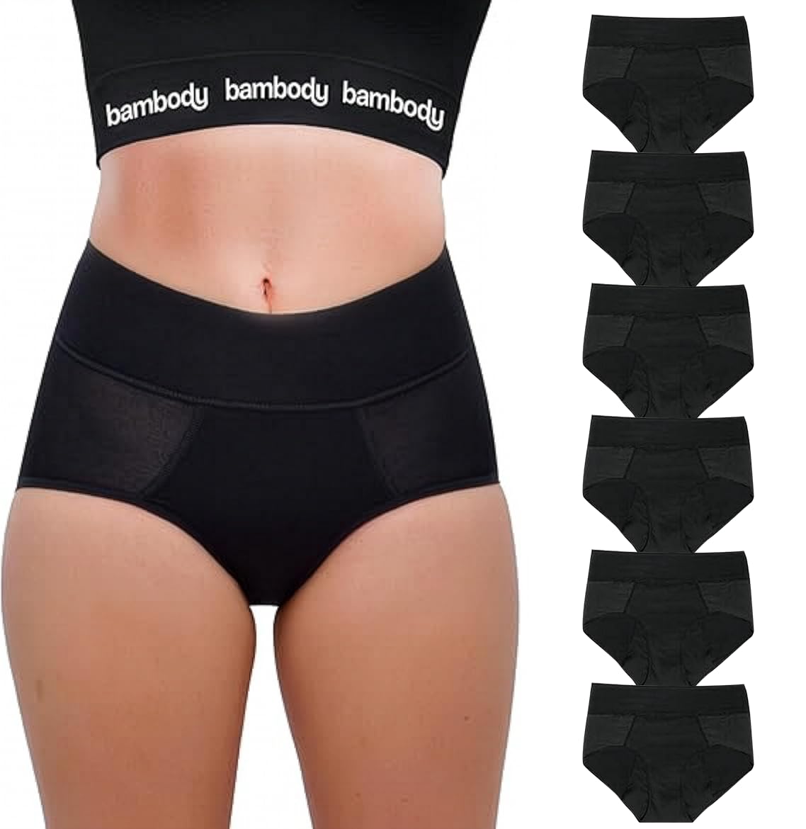 Bambody Absorbent Panties Period Underwear for Women and Teens - All-Day Long - Overnight Protection- Postpartum Leakproof