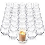 Mumufy 80 Pack Clear Glass Tealight Candle Holders Bulk Round Votive Small Bowl Candle Holders for Wedding Centerpieces Table Decor Party Holiday Christmas Home Decorations