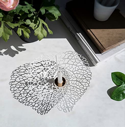 Oshadow Leaf Candleholder - White Candle Holder With Gold Base For Coffee Table Decor - Decorative Candle Holders For Candlesticks - Cute Small Shelf Decor Items - Leaf Decor For Shelves & Mantle #TOP3