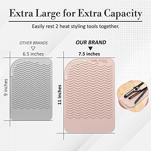 Professional Large Silicone Heat Resistant Styling Station Mat For All Hair Irons, Curling Iron, Straightener Pad, Iron Flat Hair, Hair Tools Appliances Hair Dryer Salon Tools Hair Stylist - Rose Gold #TOP2