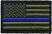 USA American Thin Blue Line Police Flag Tactical Velcro Fully Embroidered Morale Tags Patch (Green and Black)