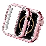 Yolovie for Apple Watch Case 40mm, Series 4 iWatch Face Cover with Bling Crystal Diamonds Shiny Rhinestone Bumper, Electroplated PC Hard Protective Frame for Women Girl (Pink-Diamond, 40mm)
