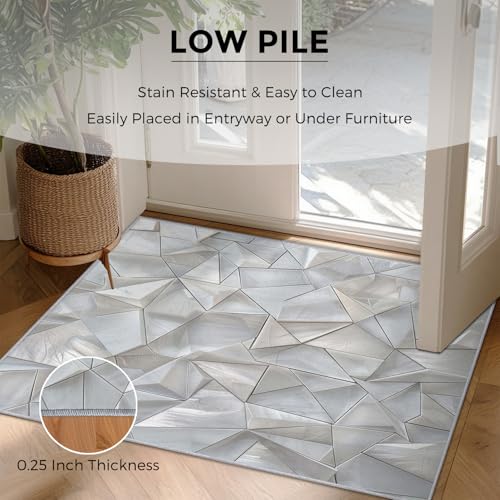 Tapis de salon géométrique moderne 80x150 poil ras antidérapant - 6