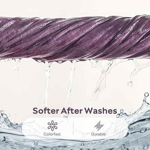 Image of JELLYMONI 100% Washed Cotton Duvet Cover Twin - Soft, Breathable Linen-Look Bedding with Natural Wrinkle Texture, Button Closure, 2-Piece Set (Iris Purple, 68 inchx90 inch)