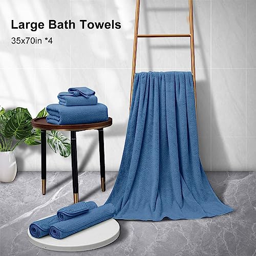 Bathroom Towel Set,35X70 Inch Bath Sheets Towels For Adults,Jumbo Bath Towels Extra Large Quick Dry Towel Super Soft Absorbent Oversized Towels Microfiber Shower Towels Bathroom Spa (4 Pcs Navy Blue) #TOP5