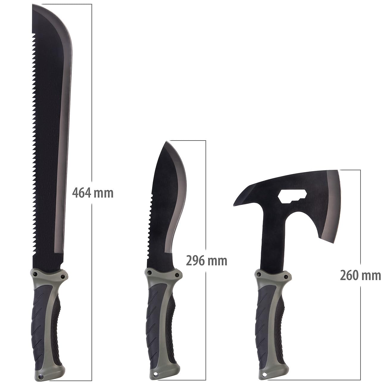 Semptec Urban Survival Technology Axt: Outdoor Survival Beil-Set inkl. Messer & Machete, 3 Gürtelscheiden (Klinge Messer, Multifunktionsset, Schleifstein)