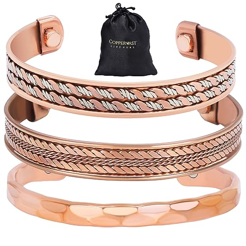 Copper Bracelets- for Men and Women| Set of 3 with Gift Box |Handmade 100% Copper| Gift for Women and Men