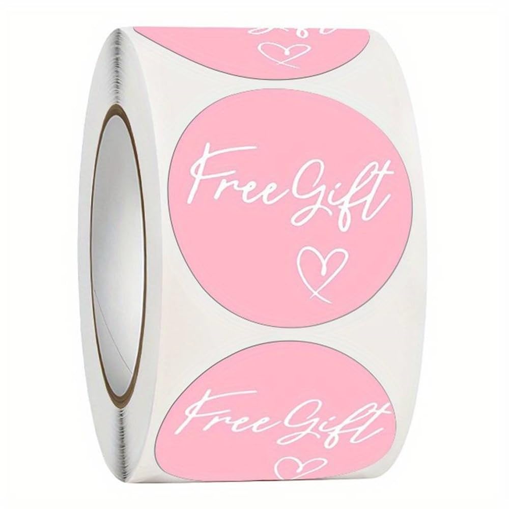 Caa Trading Pink Gift Stickers (500 Stickers, 2.5Cm, Roll, Round, Paper, Indoor, Solid)
