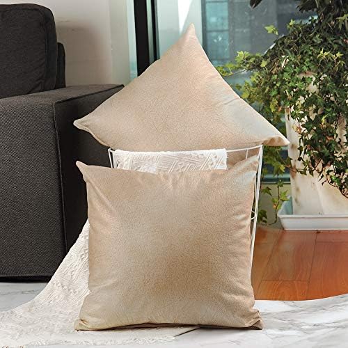 CZHO Pack of 2, Soft Decorative Faux Leather Pillow Covers, Square Modern Outdoor Cushion Case, Durable Rustic Throw Pillow Cover Shell for Couch Sofa Bed 18x18 Inch (Cream White)