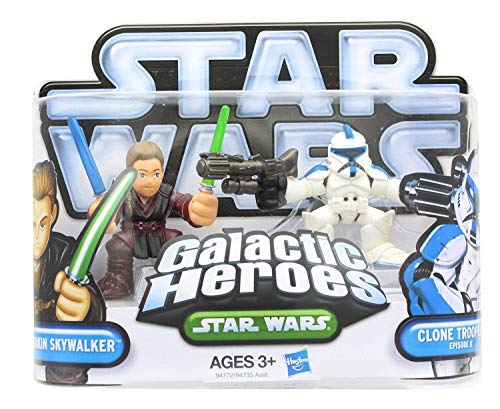 Figurines Anakin Skywalker et Clone Trooper Star Wars Galactic Heroes Episode II pour collection