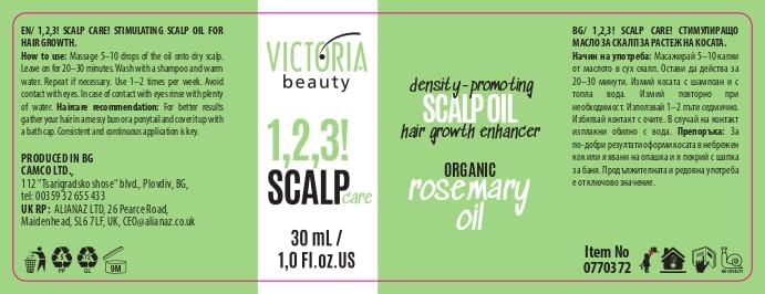 Victoria Beauty Organic Rosemary Oil Scalp Treatment, 30 ml, Density-Promoting Hair Growth Enhancer, Green And White, 30 ml (Pack of 1) - Image 2