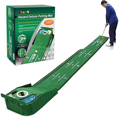 Putting Green, Putting Matt for Indoors, Golf Putting Mat with Ball Return and 3 Holes, Golf Training and Practicing Equipment at Home or in The Office, Golf Gifts Accessories for Men