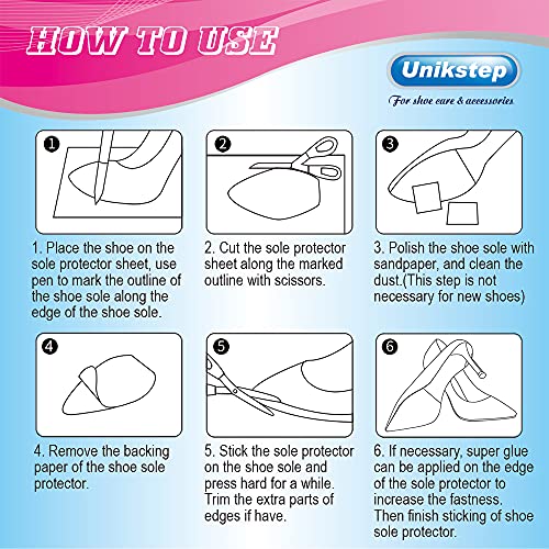 Image of Unikstep 4 Pieces Shoe Sole Protectors, Shoe Bottom and Heel Anti Slip Grip Pads, Self Adhesive Non Skid Noise Reduction Sticker Cushion (Red)