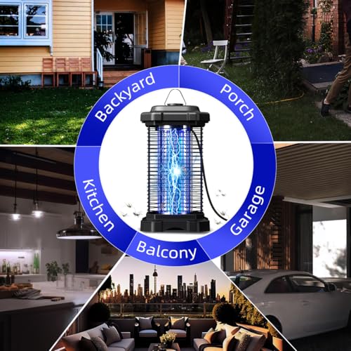 Image of Minimoon Mosquito Killer Lamp with UV Light, 20W Electric Bug Zapper for Flies and Mosquitoes, Safe for Family, IPX6 Waterproof for Indoor & Outdoor Bug-Prone Areas, Black