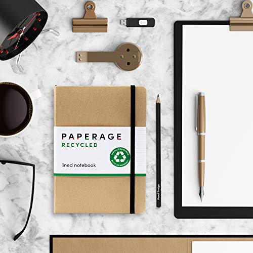 PAPERAGE Recycled Lined Journal Notebook, (Kraft Natural Brown), 160 Pages, Medium 5.7 inches x 8 inches - 100 gsm Thick Paper, Hardcover - Image 7