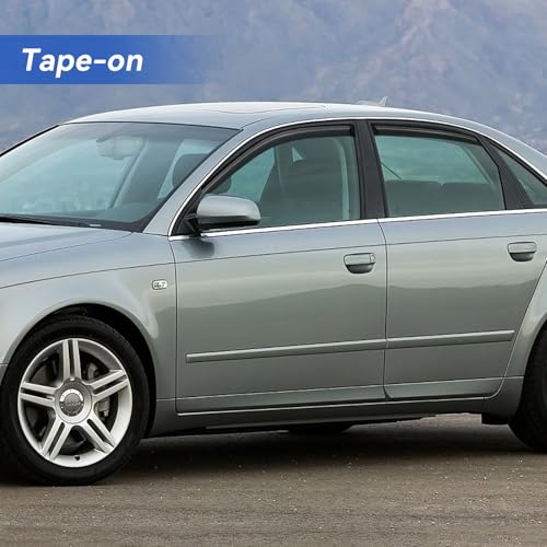 Image of Window Visors Rain Guards for 2002-2008 Audi A4 / S4, Out-Channel Window Vent Wind Deflectors Visors Shades for 2007 2008 Audi RS4