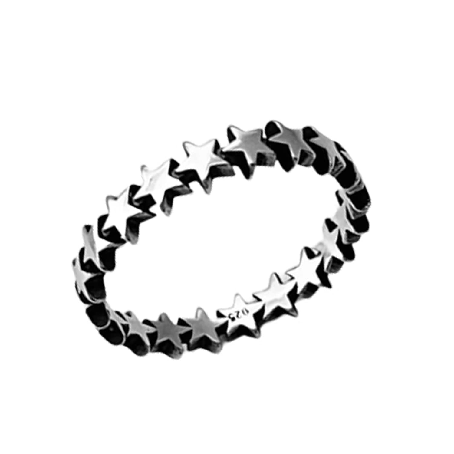 Anillo de banda de estrella de eternidad de plata de ley 925 sólida, joyería única hecha a mano para mujeres, anillo apilable, anillo bohemio bohemio, anillo minimalista, regalos del día de la madre