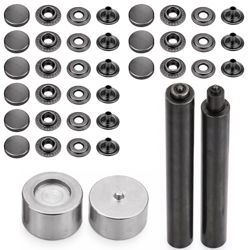 Boutons pression 15mm en 4 parties coloris gunmetal pour maroquinerie et projets DIY