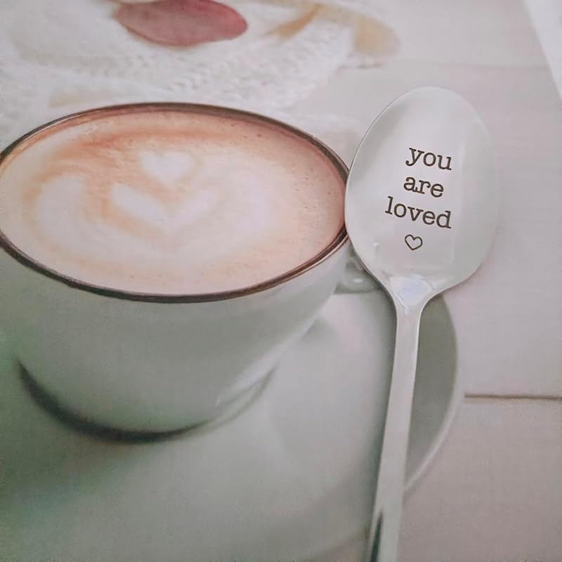 Anniversary Valentines Day Gift for Husband Wife Romantic You Are Loved Spoon Gifts for Grandma Dad Christmas Birthday Gifts for Boyfriend Sister 8 Inch Engraved Ice Cream Spoons