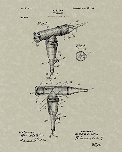 Otoscope Patent Art Wall Hanging | Otolaryngology Ear Nose Throat Print Art Gift 11x14