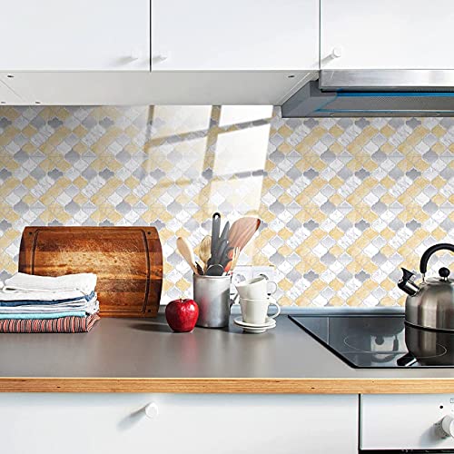 Nanxson 25-Sheet Peel And Stick Tile For Kitchen Backsplash, 6"X6" Self-Adhesive Decorative Wall Tiles For Bathroom, Bedroom (Yellow White-03) #TOP5