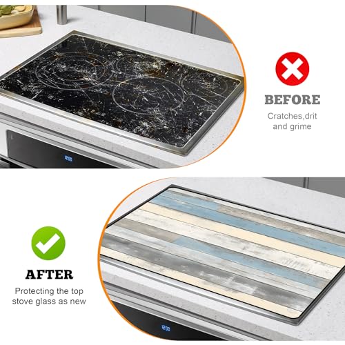 Image of Multi-Design Stove Top Cover for Glass /Electric Stoves - 3-in-1 Heat-Resistant Protector Mat, Non-Slip Drying Rack 28 inchx20 inch