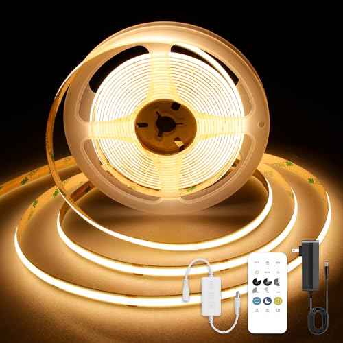 Image of COB LED Strip Lights 9.84ft, Warm White 2700K LED Light Strip, DC24V Tape Light, CRI93+, Bluetooth App Control, Dimmable LED Strips for Bedroom,Cabinet,Living Room.