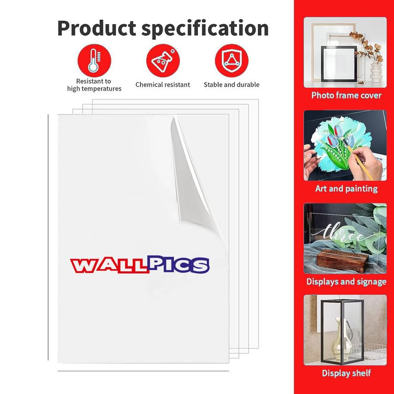 Wallpics Transparent Acrylic sheets 1mm,High Gloss clear Plexiglass Glass for Art & Craft, Painting, School Projects, Signage, DIY, Photo Frame,rolled cardboard packing (10x12 inch- 2pcs) 2