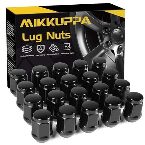 Image of MIKKUPPA 20PCS M12x1.5 Lug Nuts - Replacement for 2006-2019 Ford Fusion, 2012-2018 Focus, 2001-2019 Escape Aftermarket Wheel, 13 /16 inch 22 mm Hex, Black One Piece Tire Nuts