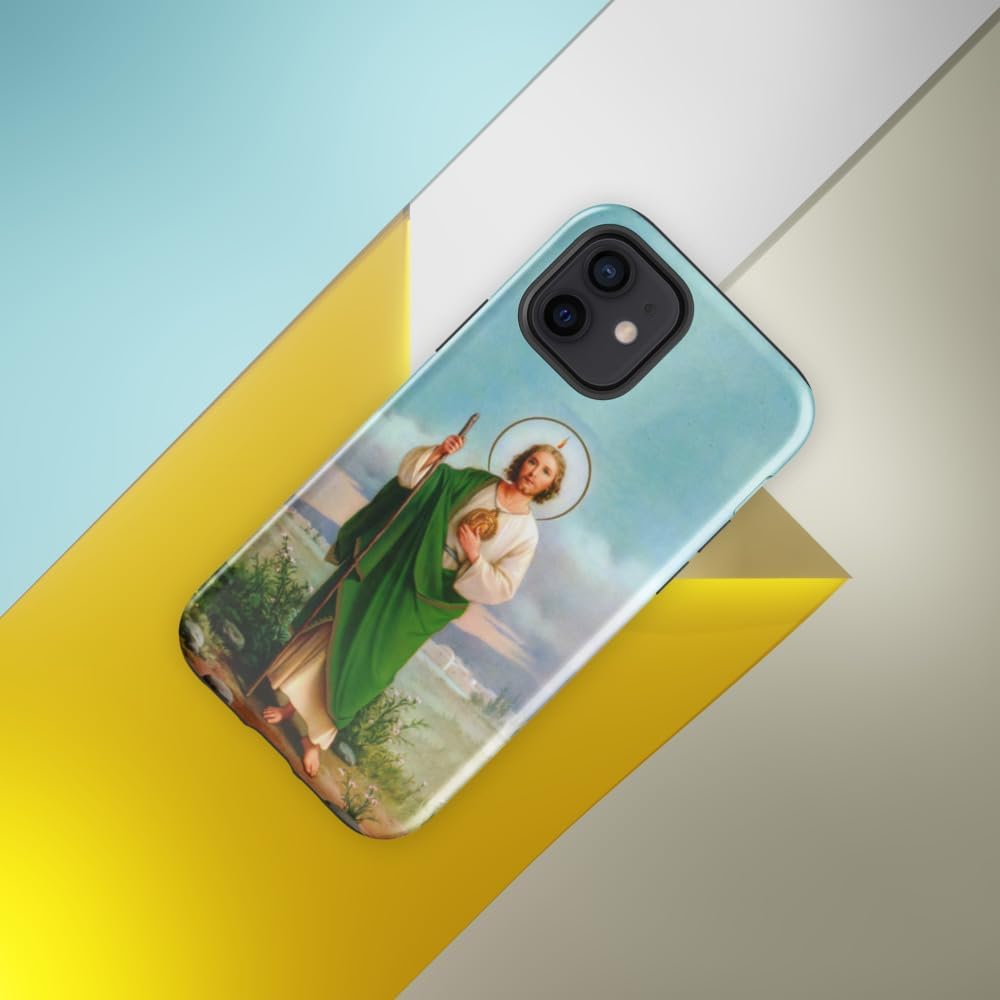 San Judas Tough Case Compatible with iPhone Dual-Layer Protection Matte 3D Wrap (iPhone 12)