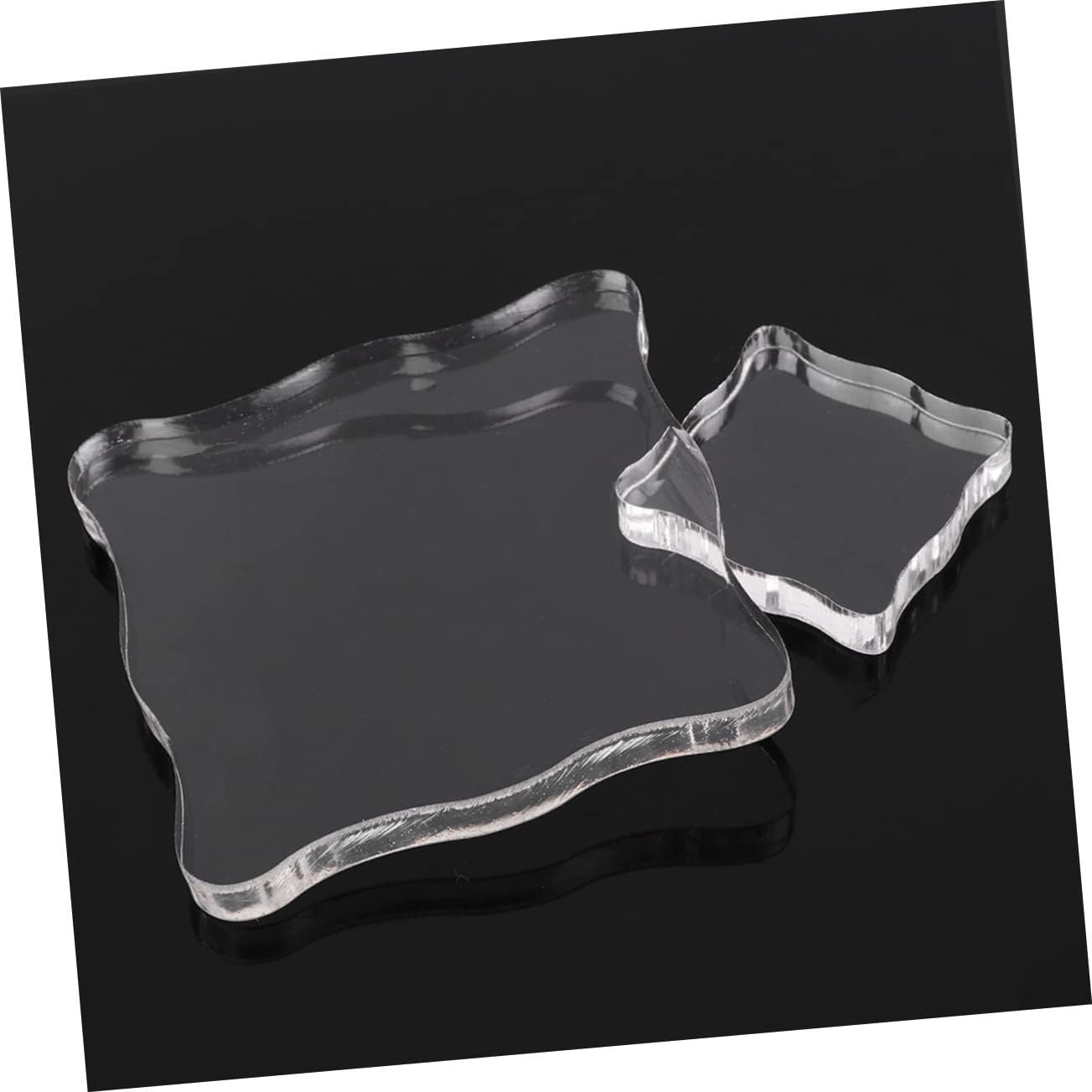 SEWACC 2pcs Acrylic Stamping Blocks Square Lace Stamp Plate for Aesthetic Journaling Stencils Scrapbooking DIY Crafts