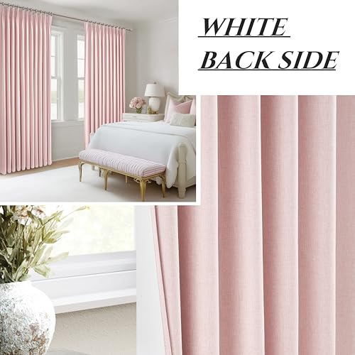 Image of Baby Pink Blackout Curtains 70 Inches Extra Wide Pinch Pleated for Grils Bedroom 2 Panels Set,Cute Viral 70 Inch Curtain for Sliding Glass Doors Thermal Large Window Heavy Drapes (W70xL96x 2 Panels)