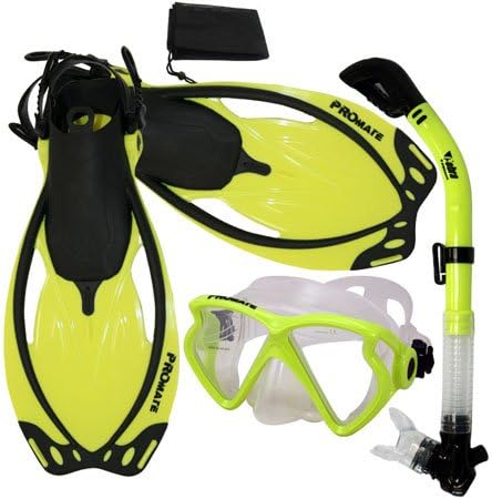 Promate Snorkeling Matrix Mask Dry Snorkel Fins Mesh Bag Set