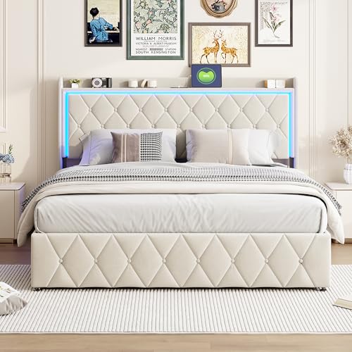 BLSYHDH: Cama de 140 x 200 cm con LED cama