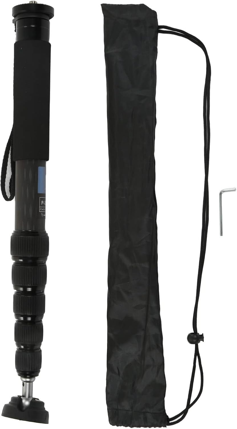 6 Section Telescopic SLR Camera Monopod, Portable Carbon Fiber Monopod for Professional Photography, 166cm Maximum Stretched Height