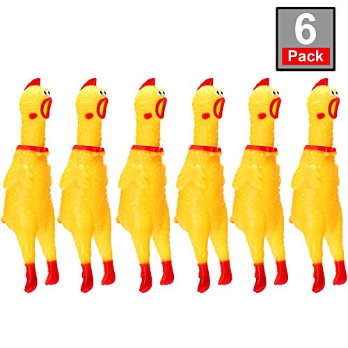 meekoo Paquet de 6 Jeux de Poulet Hurlant de Caoutchouc Poulet Crier en Caoutchouc Nouveauté et Durable Poulet en Caoutchouc, Outil de Décompression Shrilling Gadgets