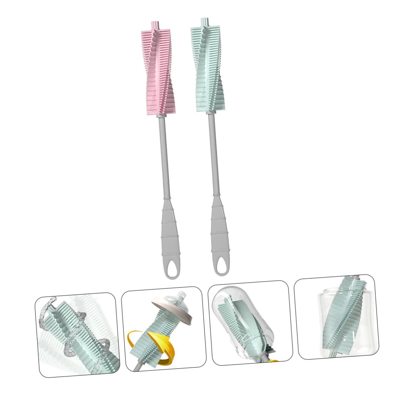 HEMOTON 3 Set Spazzola Per Bottiglie Scovolino Per Biberon Pennello A Manico Lungo Borracce Termiche Bottiglie Termiche Detergente Per Ciuccio Per Gel Di Silice 2 Pezzi * 3