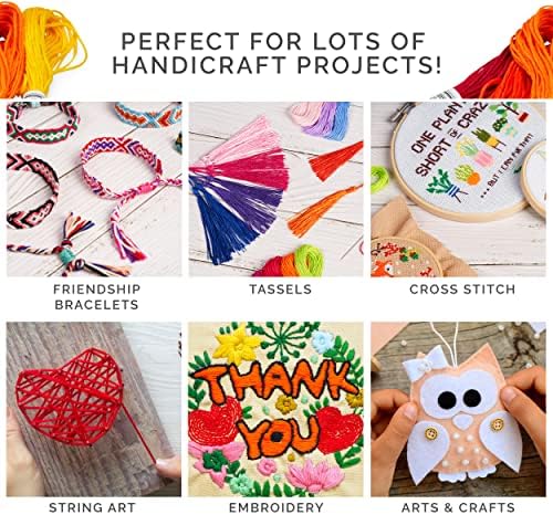 Embroidery Kit and Threads 226 Pieces Embroidery Hoops with Instructions - 120 Colors Threads per Pack, 40 Sewing pins, 3 pcs Aida Cloth