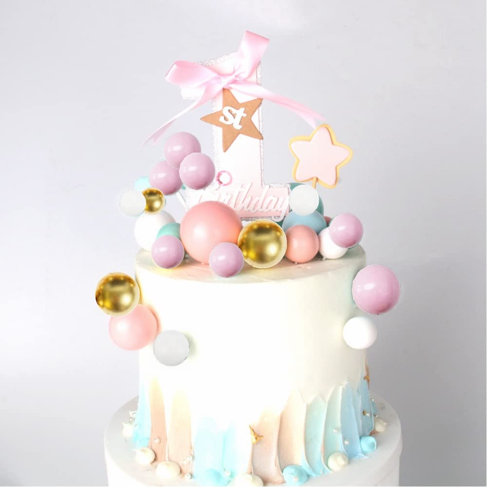 46 Stück Tortendeko-Kugeln In Gold, Rosa & Weiß – Kuchen-Deko Für Hochzeit, Geburtstag & Babyparty